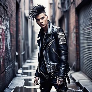 Confident Young Man in Edgy Urban Alley