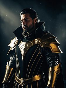 Man Realistic Cosplay Wearing Abeloth Costume with Gold Armor