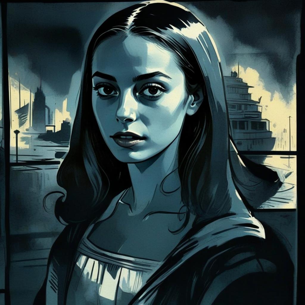 Contemplative Woman in Urban Blue Tones Contemplative Woman in Urban Blue Tones