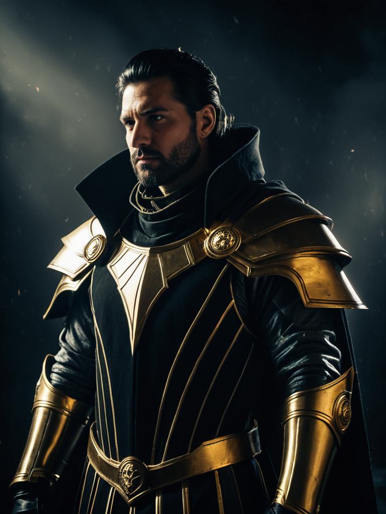 Man Realistic Cosplay Wearing Abeloth Costume with Gold Armor