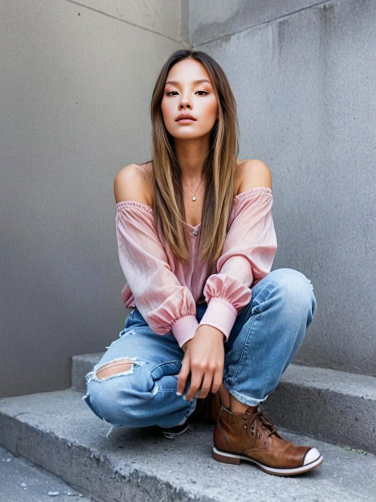 Stylish Young Woman in Casual Outfit