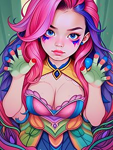 Vibrant Young Woman with Pink and Purple Hair