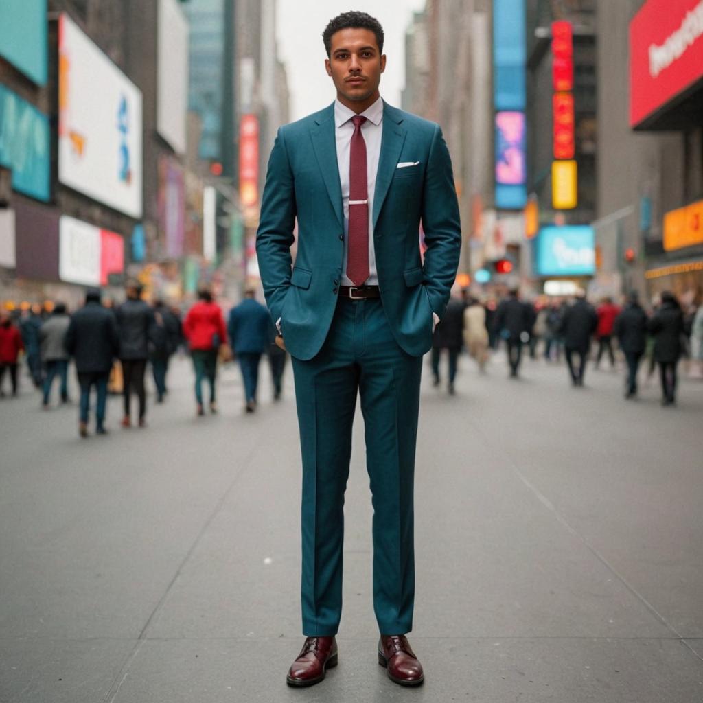 Well-Dressed Man Photographing in Times Square