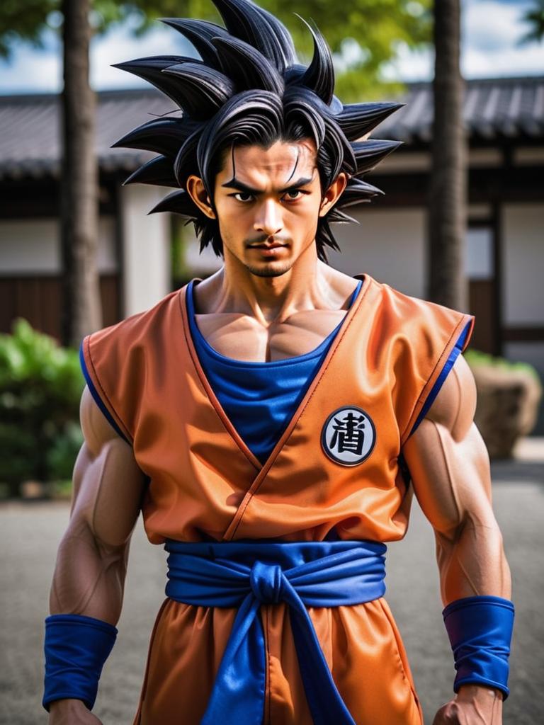 Muscular Man in Orange Martial Arts Gi