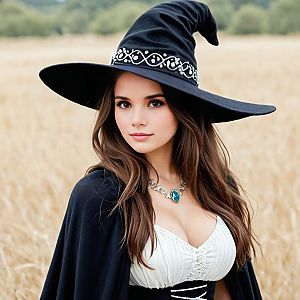 Young Witch in Wheat Field