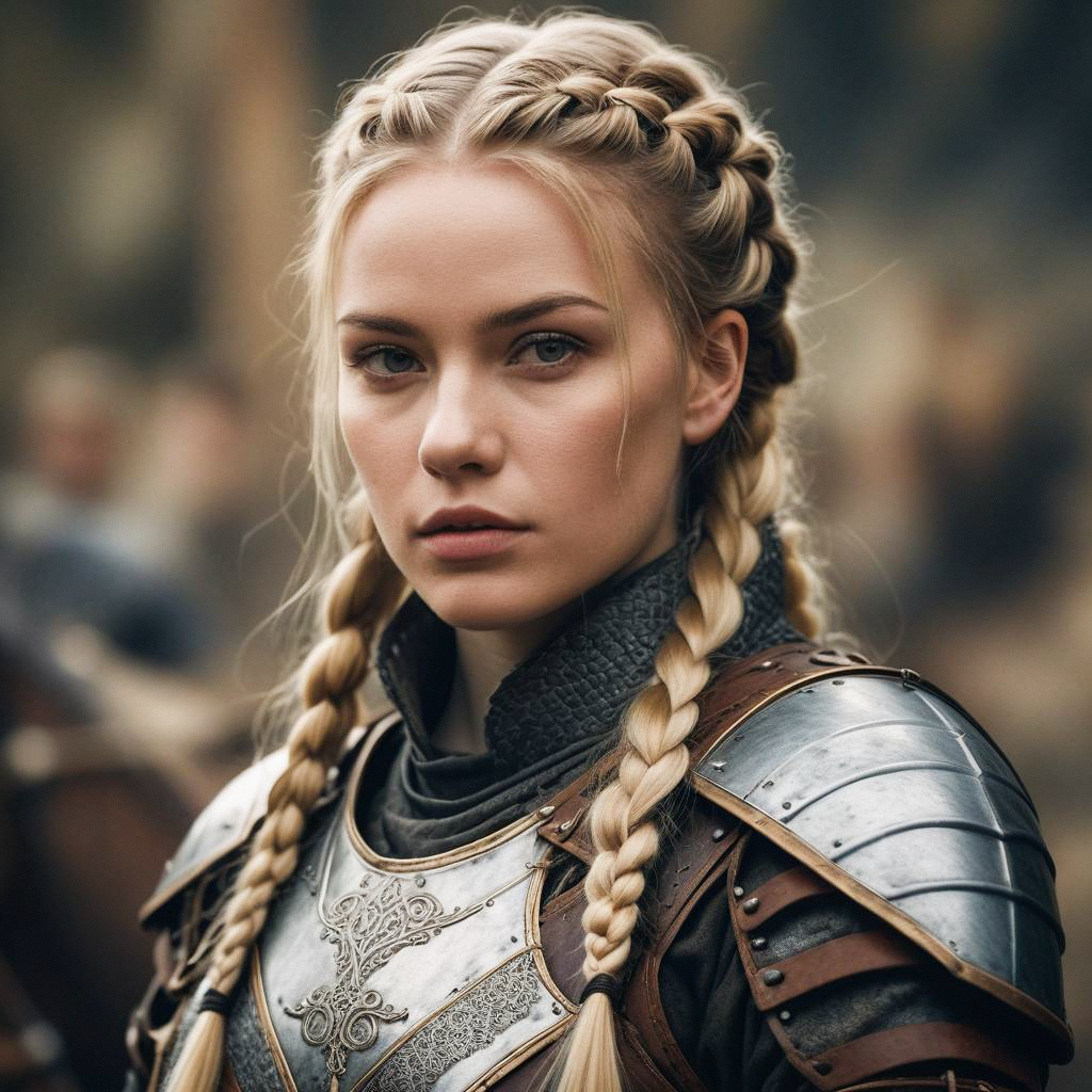 Confident Woman in Medieval Armor