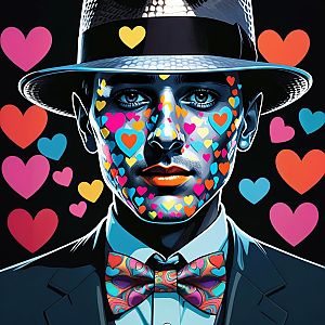 Colorful Pop-Art Portrait of a Man with Hat