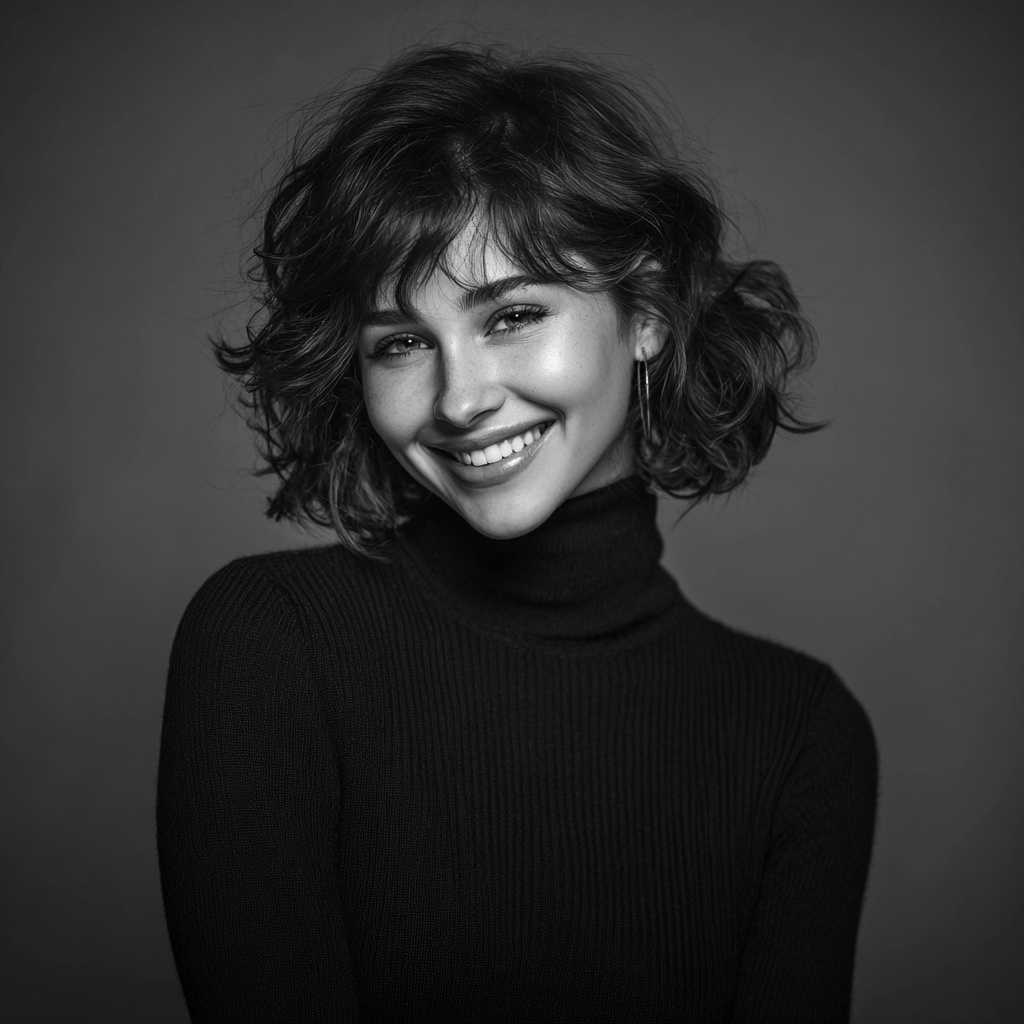 Black and White Portrait of a Smiling Woman Black and White Portrait of a Smiling Woman