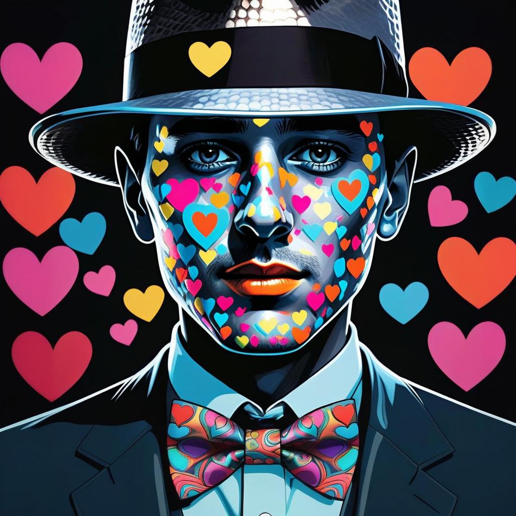 Colorful Pop-Art Portrait of a Man with Hat Colorful Pop-Art Portrait of a Man with Hat