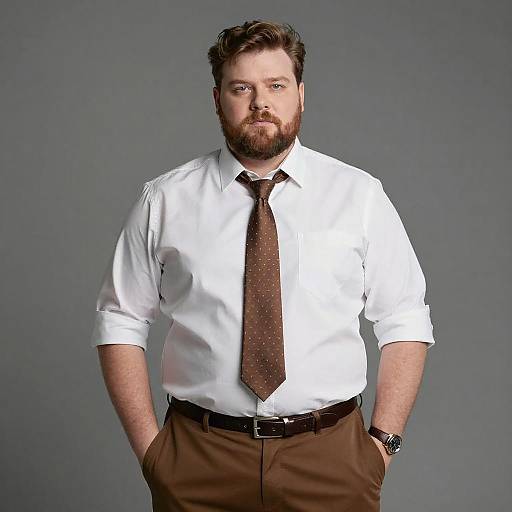 Professional Man in White Shirt and Brown Tie Standing Confidently