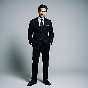 Stylish Man in Black Suit