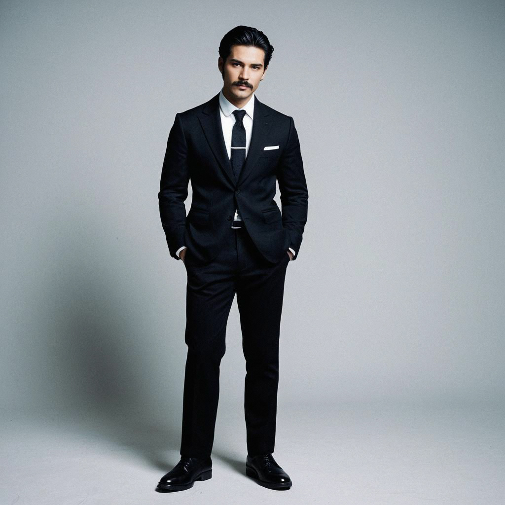 Stylish Man in Black Suit