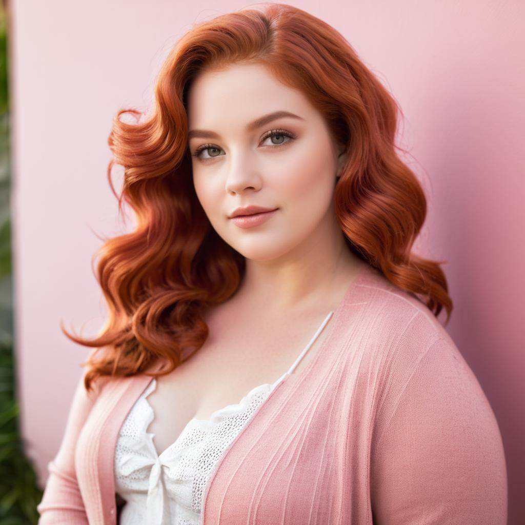 Confident Woman with Wavy Red Hair