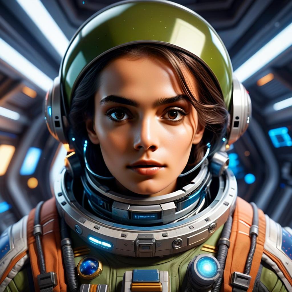 Young Woman in Futuristic Astronaut Suit
