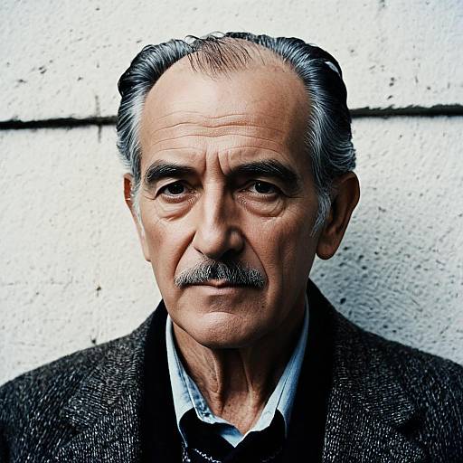 Portrait of Elderly Man with Mustache in Realistic Style