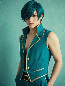 Man Cosplay Wearing Narciso Anasui Costume Realistic Photo