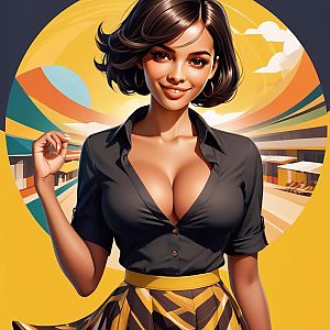 Confident Young Woman in Stylish Outfit