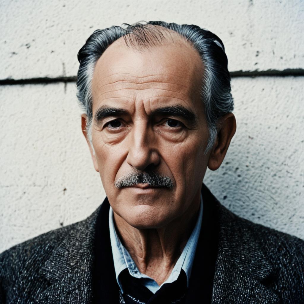 Portrait of Elderly Man with Mustache in Realistic Style