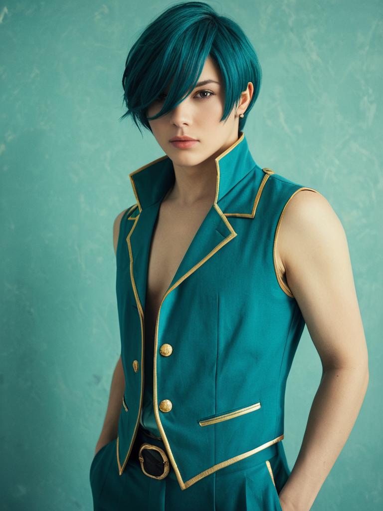 Man Cosplay Wearing Narciso Anasui Costume Realistic Photo