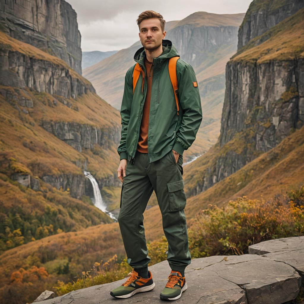 Confident Man in Lush Mountain Landscape