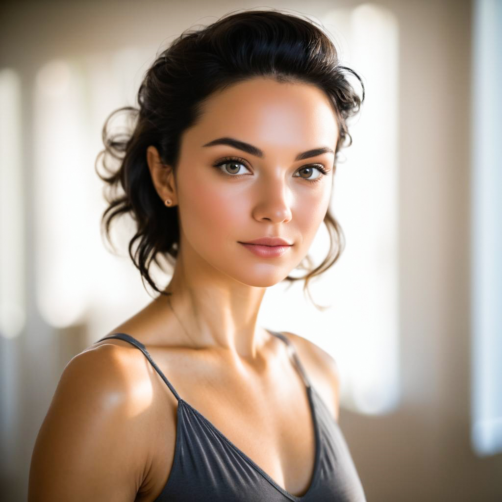 Confident Woman with Wavy Dark Hair