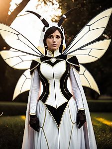 Realistic Pheromosa Cosplay Costume by Woman with Wings and Antennae