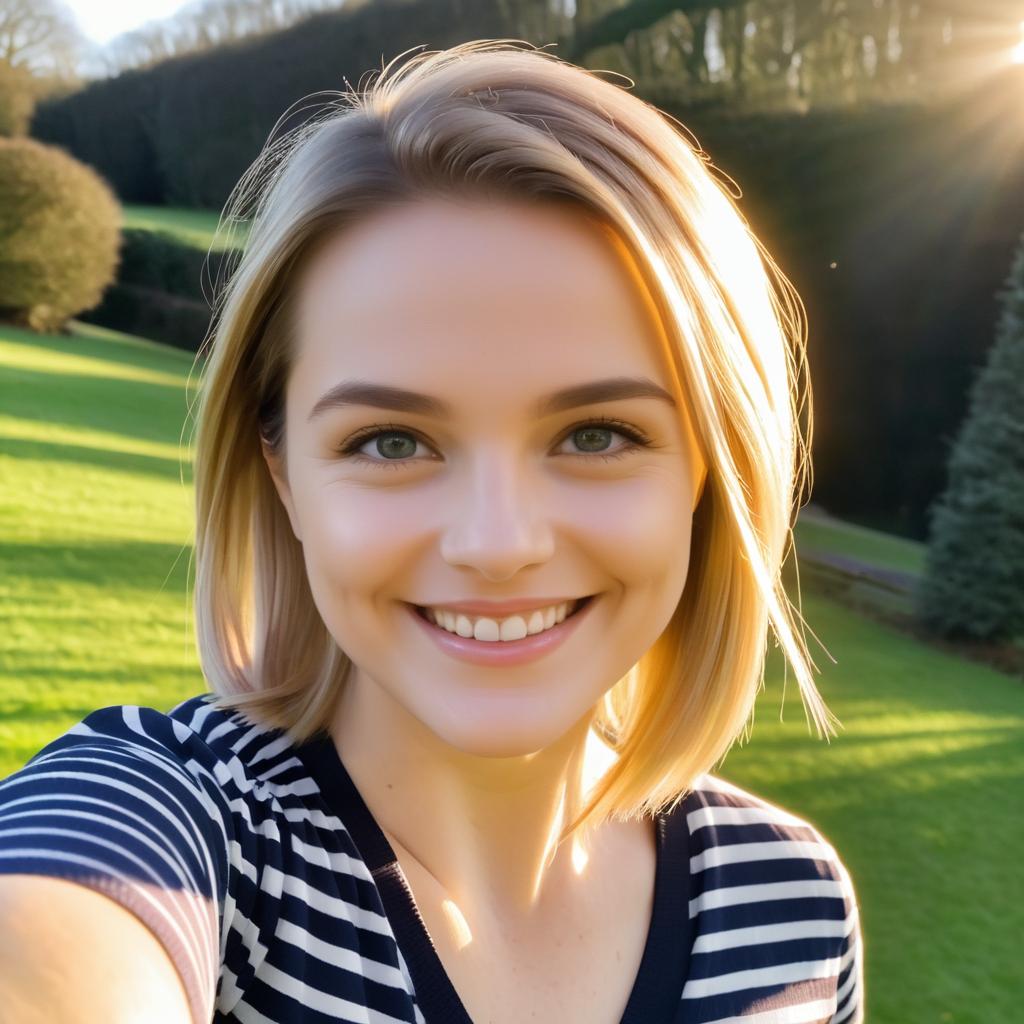 Cheerful woman taking a vibrant selfie outdoors