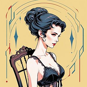 Sophisticated Woman Illustration with Geometric Background
