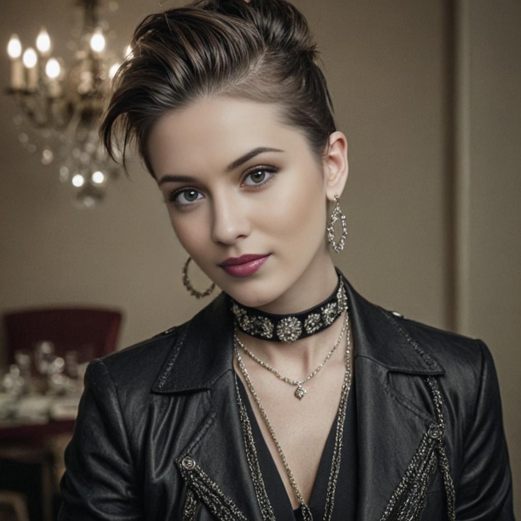 Elegant Woman in Modern Leather Jacket