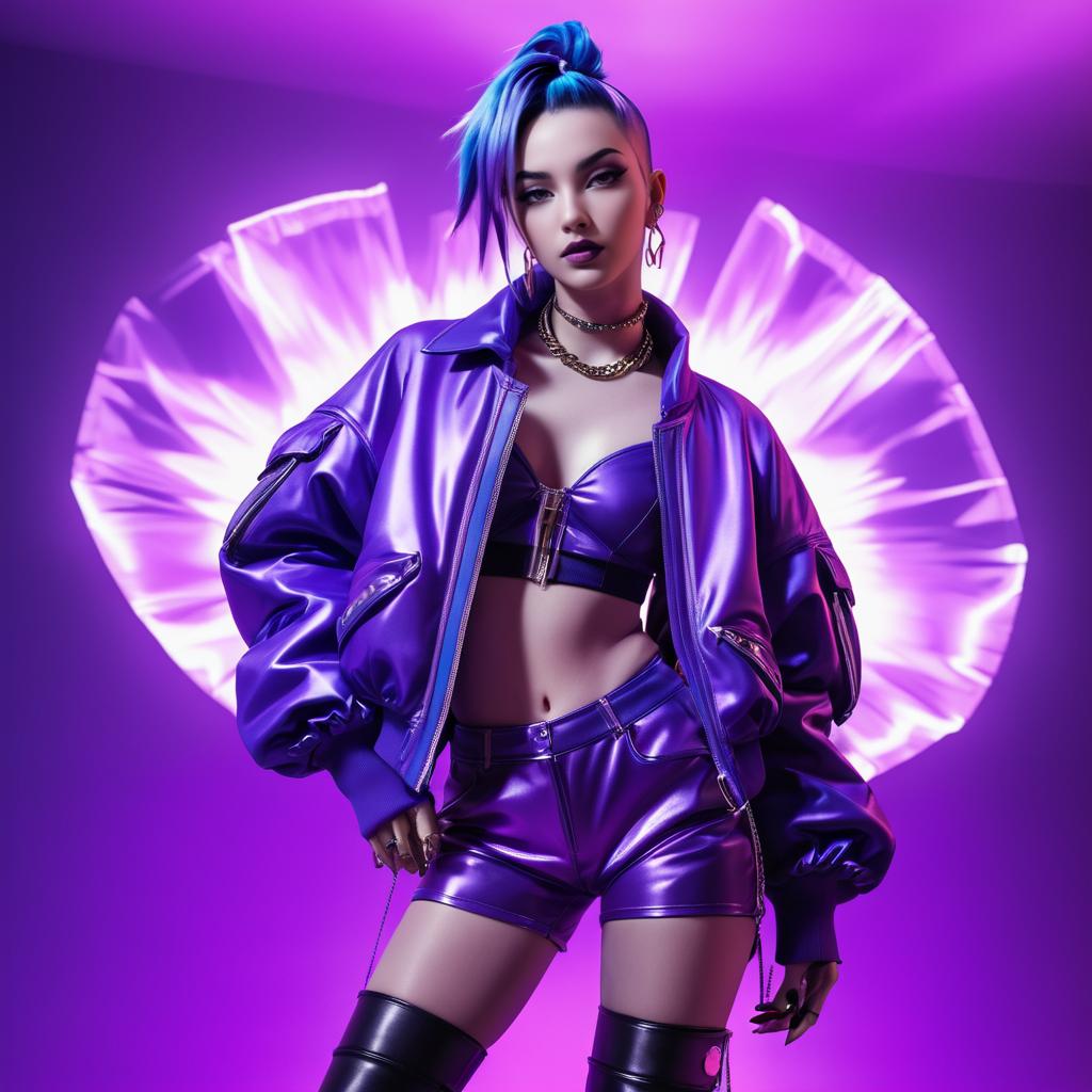 Confident Woman in Futuristic Fashion