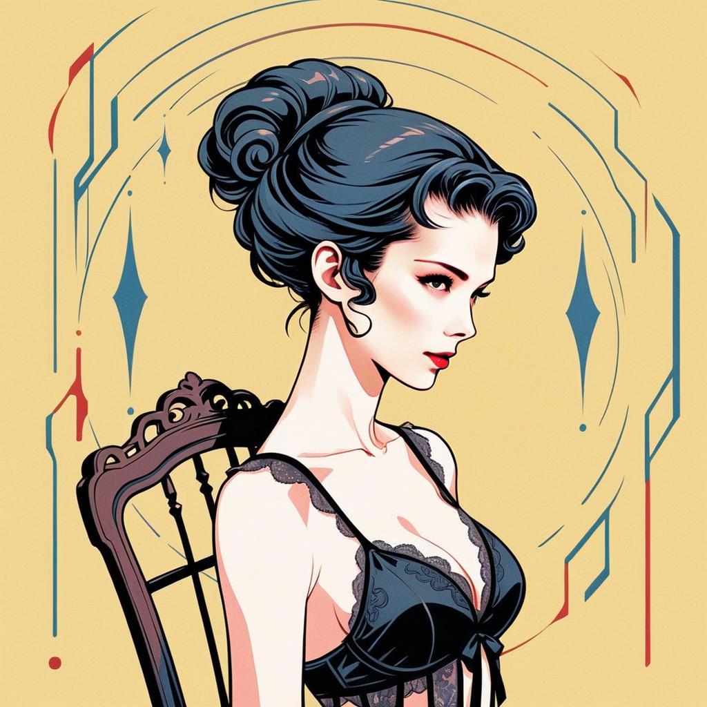 Sophisticated Woman Illustration with Geometric Background Sophisticated Woman Illustration with Geometric Background