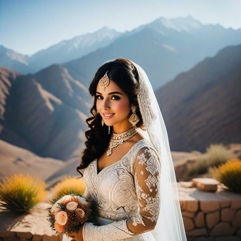 Bridal Beauty in Mountain Landscape