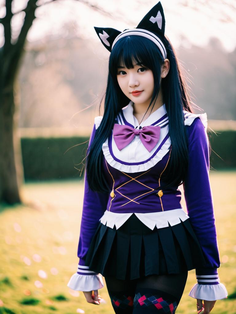 Akemi Homura Magical Girl Cosplay in Outdoor Portrait