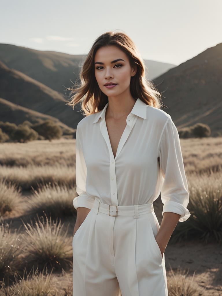 Elegant Woman in Serene Landscape