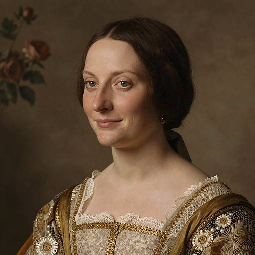 Renaissance Woman Portrait in Elegant Embroidered Costume