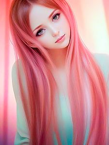 Young Woman with Long Pink Hair