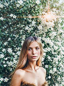 Serene Woman with White Flowers
