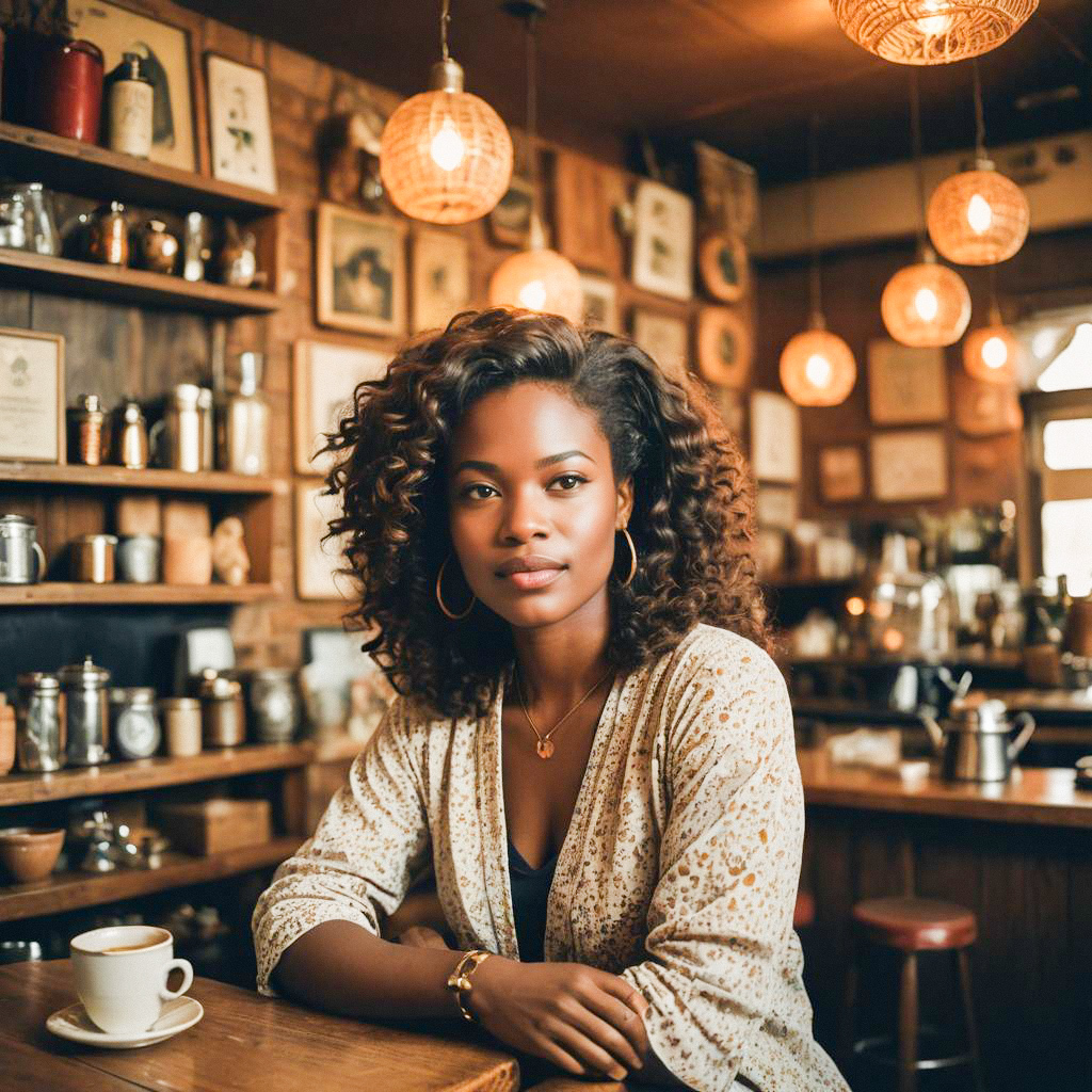 Stylish woman in cozy café Stylish woman in cozy café