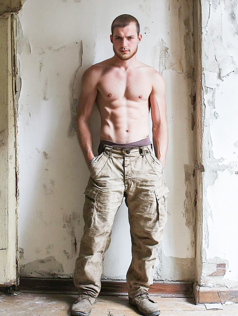 Confident Young Man Portrait Against Weathered Wall