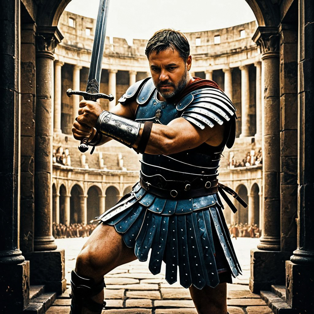 Ancient Warrior in Roman Arena with Sword Ancient Warrior in Roman Arena with Sword