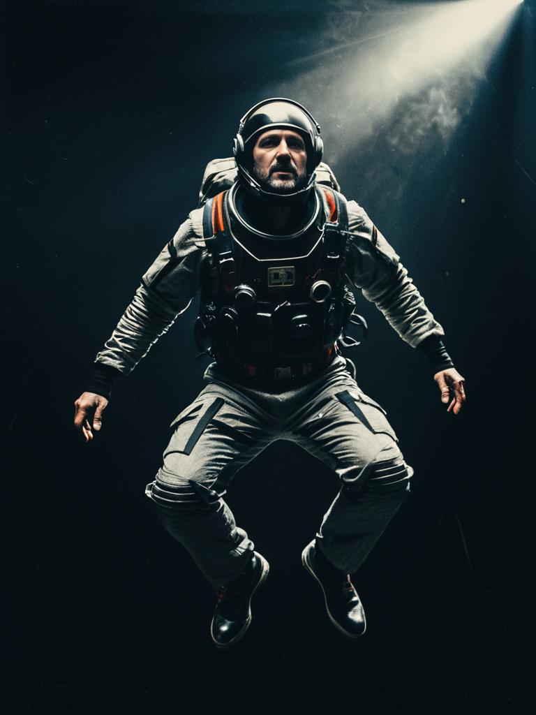 Man in Airborne Space Costume Cinematic Portrait Man in Airborne Space Costume Cinematic Portrait