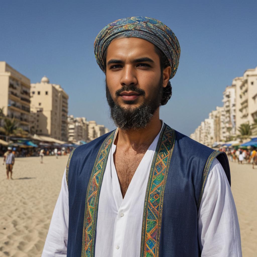 Middle Eastern Man in Traditional Colorful Clothing