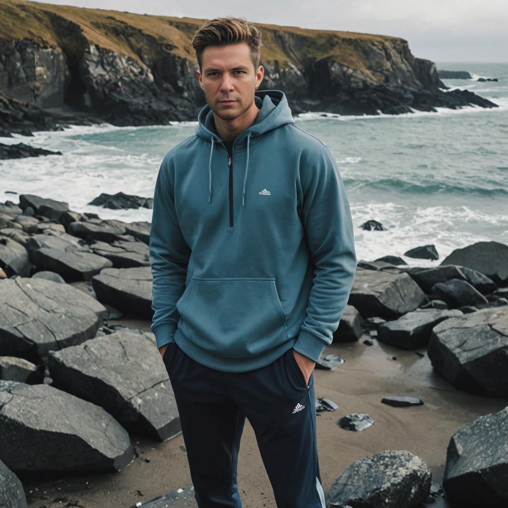 Confident Man at Rugged Coastline