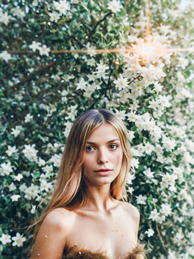 Serene Woman with White Flowers Serene Woman with White Flowers