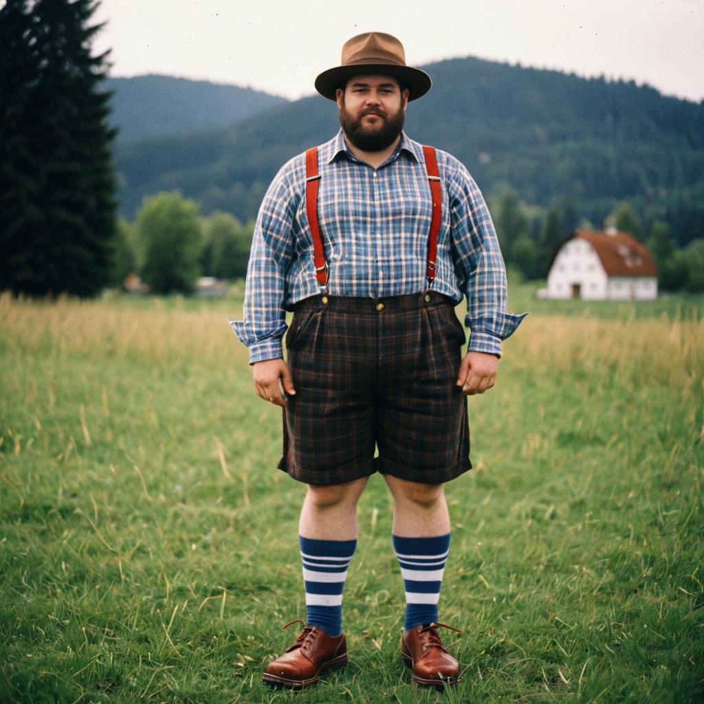 Plus-Size Man in Bavarian Attire Outdoors Plus-Size Man in Bavarian Attire Outdoors