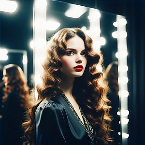 Glamorous Vintage Hollywood Woman with Wavy Hair