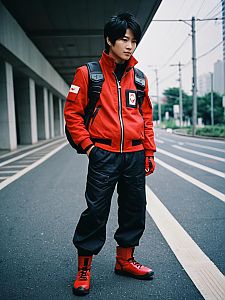 Realistic Akira Yuki Cosplay Costume on Man in Street Setting
