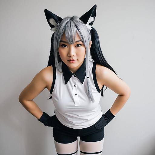 Realistic Aardwolf Kemono Friends Cosplay Woman with Furry Ears