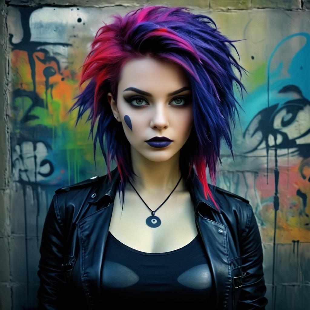 Bold Woman with Purple and Pink Hair