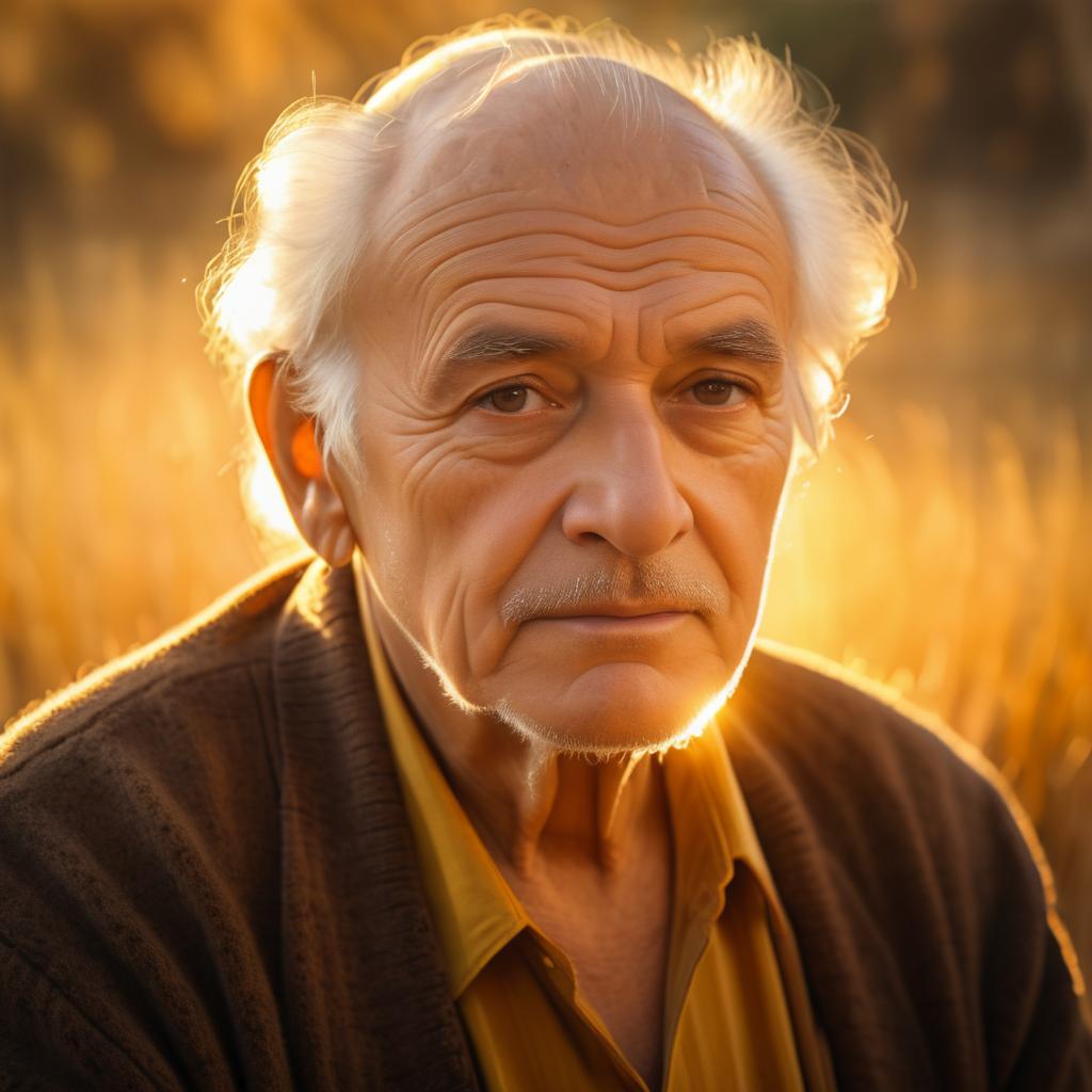 Elderly Man in Golden Light - Wisdom and Reflection